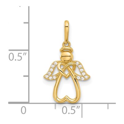 14K Yellow Gold CZ Angel Pendant – view 4