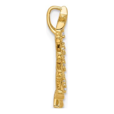 14K Yellow Gold CZ Christmas Tree Slide Pendant – view 3