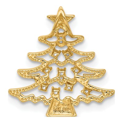 14K Yellow Gold CZ Christmas Tree Slide Pendant – view 4