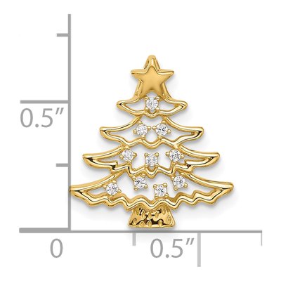 14K Yellow Gold CZ Christmas Tree Slide Pendant – view 5