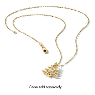 14K Yellow Gold CZ Christmas Tree Slide Pendant – view 6