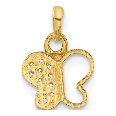 14K Yellow Gold CZ Butterfly Pendant – view 4