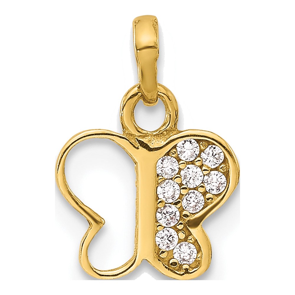 14K Yellow Gold CZ Butterfly Pendant