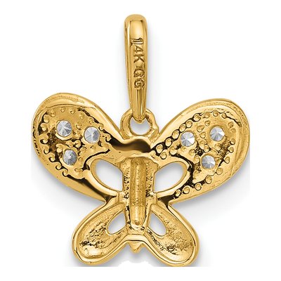 14K Yellow Gold CZ Butterfly Pendant – view 3
