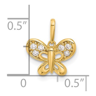 14K Yellow Gold CZ Butterfly Pendant – view 4