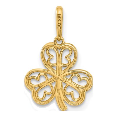 14K Yellow Gold Three Leaf Clover Pendant – view 4