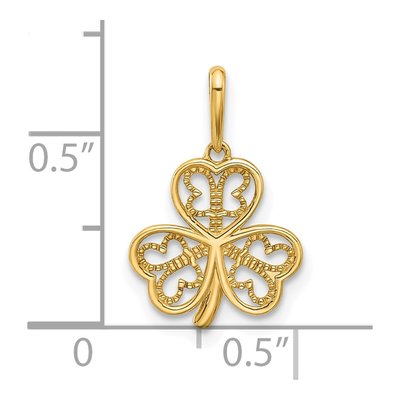 14K Yellow Gold Three Leaf Clover Pendant – view 5