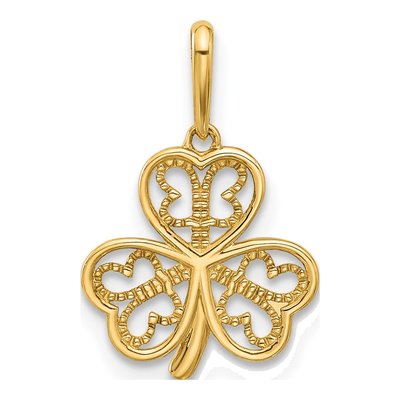 14K Yellow Gold Three Leaf Clover Pendant