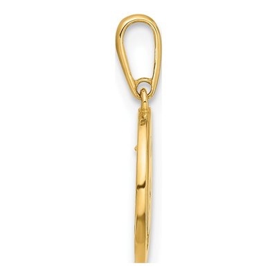14K Yellow Gold CZ Moon & Stars Disc Pendant – view 3