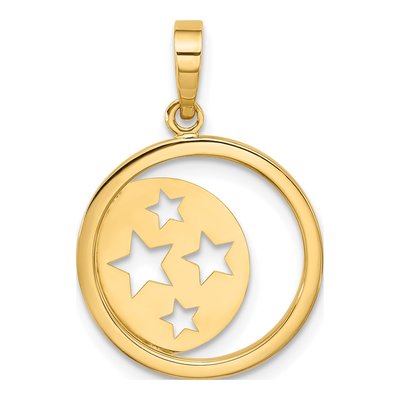14K Yellow Gold Moon Stars Cutout Pendant – view 4