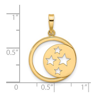 14K Yellow Gold Moon Stars Cutout Pendant – view 5