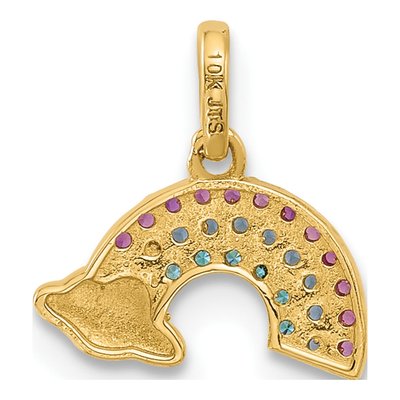 14K Yellow Gold CZ Multi-Color Rainbow Pendant – view 4