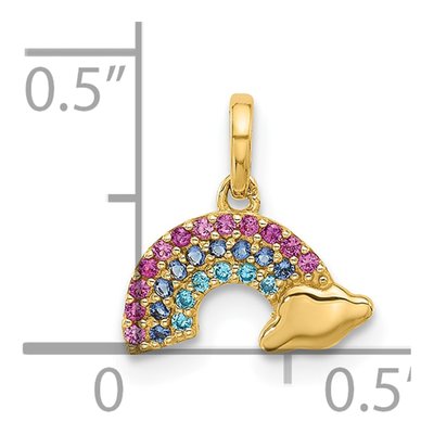 14K Yellow Gold CZ Multi-Color Rainbow Pendant – view 5