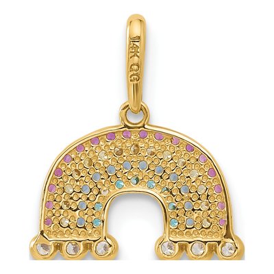 14K Yellow Gold CZ Rainbow Clouds Pendant – view 4