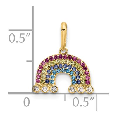 14K Yellow Gold CZ Rainbow Clouds Pendant – view 5