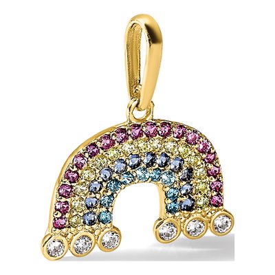 14K Yellow Gold CZ Rainbow Clouds Pendant – view 6