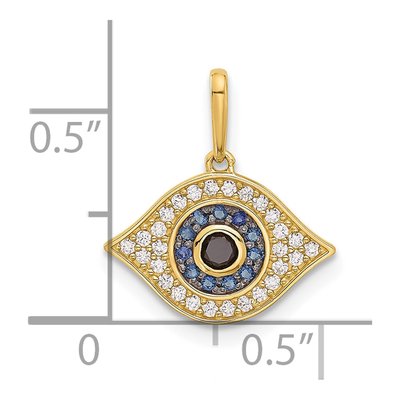 14K Yellow Gold CZ Multi-Color Evil Eye Pendant – view 5