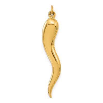 14K Yellow Gold 3-D Horn Pendant