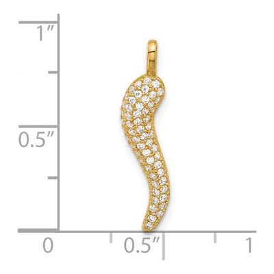 14K Yellow Gold CZ Horn Pendant – view 4