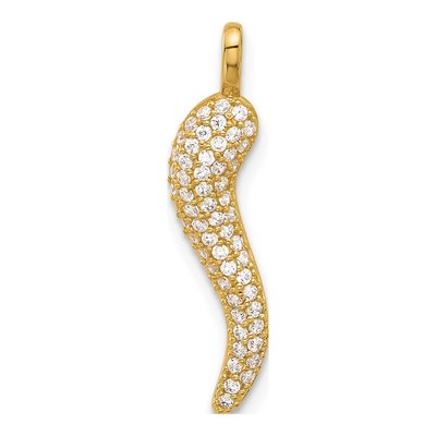 14K Yellow Gold CZ Horn Pendant