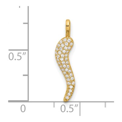 14K Yellow Gold CZ Small Horn Pendant – view 4