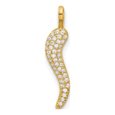 14K Yellow Gold CZ Small Horn Pendant