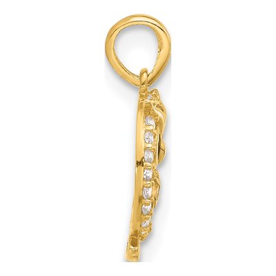 14K Yellow Gold CZ Mommy Baby Owl Pendant – view 3