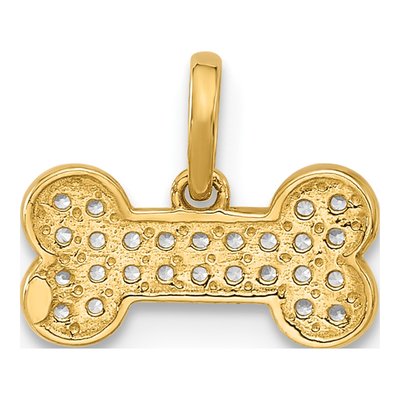 14K Yellow Gold CZ Dog Bone Pendant – view 4
