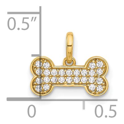 14K Yellow Gold CZ Dog Bone Pendant – view 5