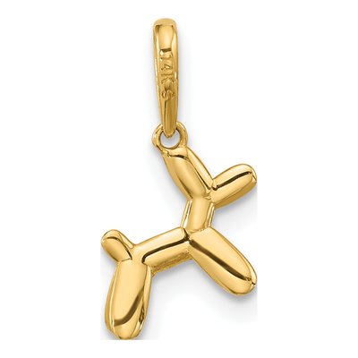 14K Yellow Gold 3D Balloon Puppy Pendant – view 4