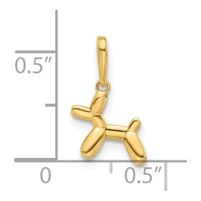 14K Yellow Gold 3D Balloon Puppy Pendant – view 5