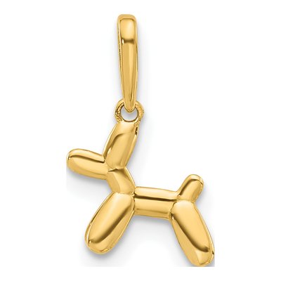 14K Yellow Gold 3D Balloon Puppy Pendant