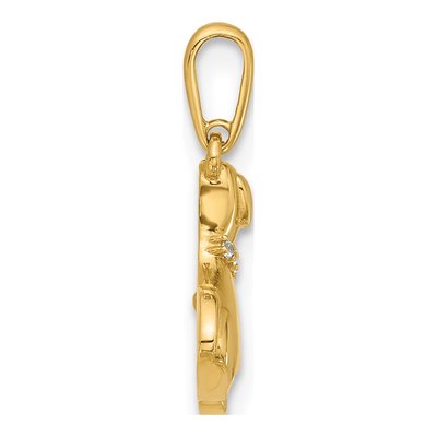 14K Two-Tone Gold CZ Dog Heart Pendant – view 3
