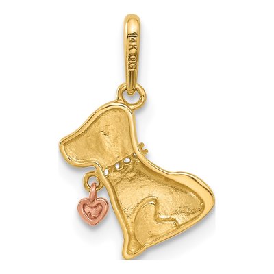 14K Two-Tone Gold CZ Dog Heart Pendant – view 4
