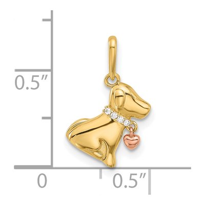 14K Two-Tone Gold CZ Dog Heart Pendant – view 5