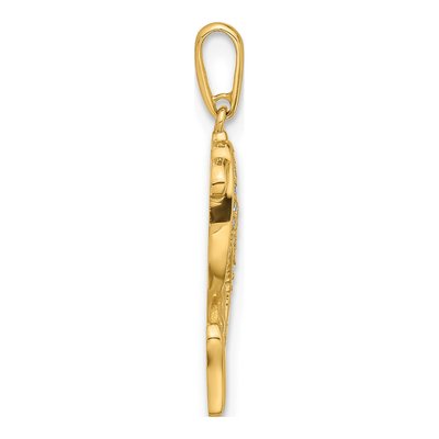14K Yellow Gold CZ Two Dolphins Pendant – view 3