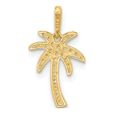 14K Yellow Gold CZ Palm Tree Pendant – view 4