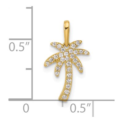 14K Yellow Gold CZ Palm Tree Pendant – view 5