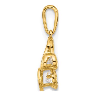 14K Yellow Gold CZ Music Note Pendant – view 3