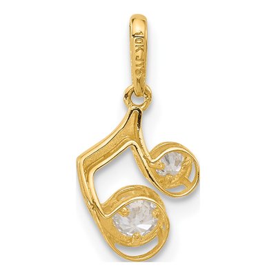 14K Yellow Gold CZ Music Note Pendant – view 4