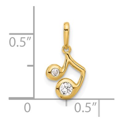 14K Yellow Gold CZ Music Note Pendant – view 5
