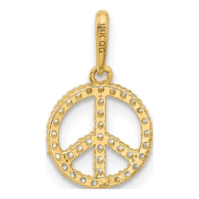 14K Yellow Gold CZ Peace Sign Pendant – view 3