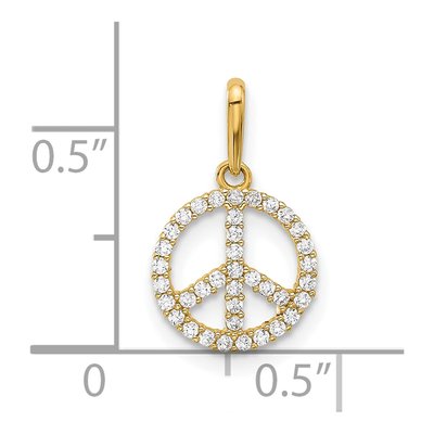 14K Yellow Gold CZ Peace Sign Pendant – view 4