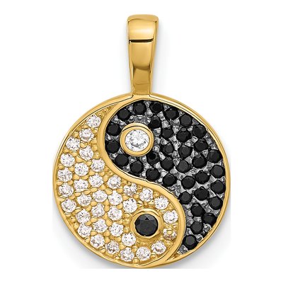14K Yellow Gold CZ Yin Yang Pendant