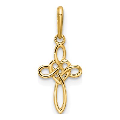 14K Yellow Gold Heart Celtic Cross Pendant
