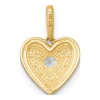 14K Yellow Gold CZ Floral Heart Pendant – view 4