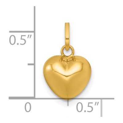 14K Yellow Gold Puffed Heart Pendant – view 5
