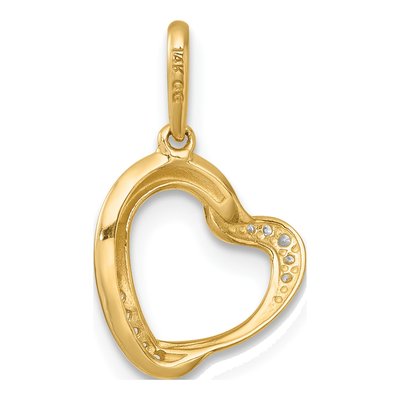 14K Yellow Gold CZ Open Heart Pendant – view 4