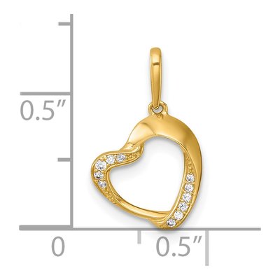 14K Yellow Gold CZ Open Heart Pendant – view 5