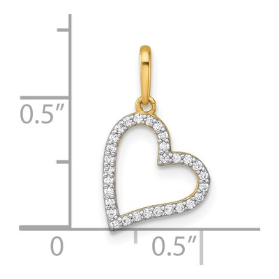 14K Yellow Gold CZ Open Heart Pendant – view 5